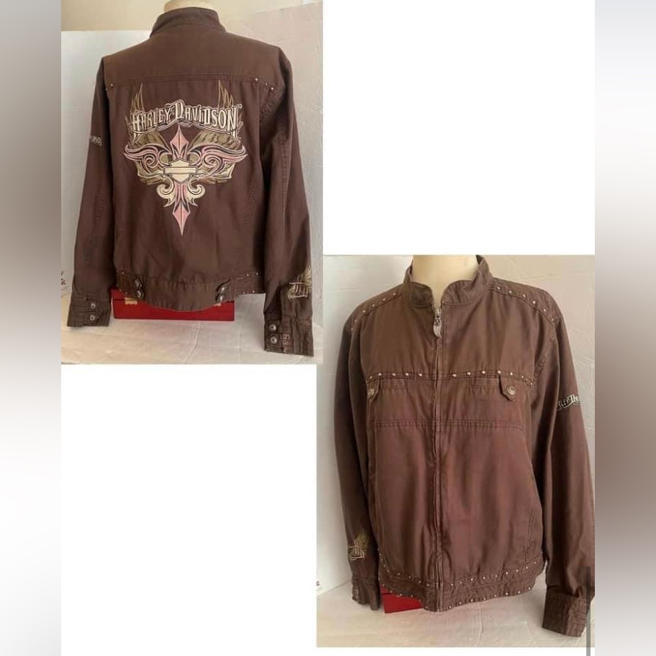 Harley Davidson Ladies Cotton Jacket Look At Photo Of Cuff